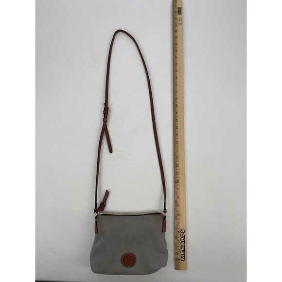 Dooney & Bourke Womens Pouchette Nylon Crossbody Bag Purse Gray Leather Brown - Picture 10 of 16